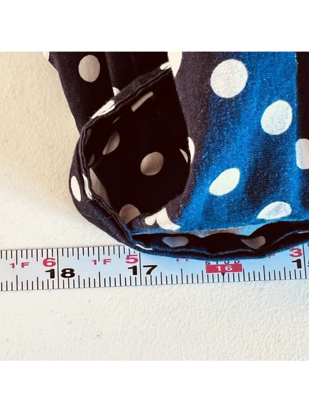 Vintage Navy Polka Dot Womens Sz L Shirt Dress Rockabilly Pin Up - Picture 12 of 15